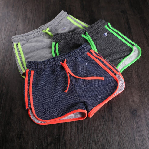 Elastic Waist Neon Drawstring Cotton Yoga Shorts